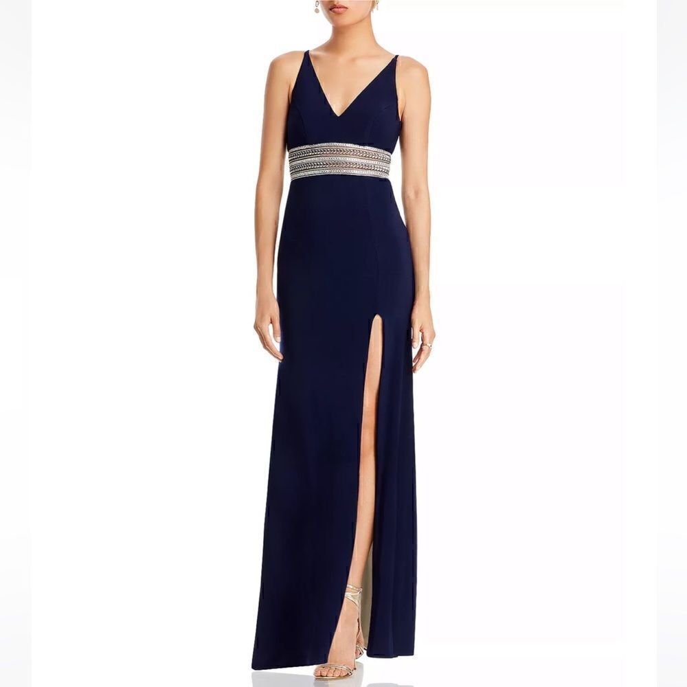 AQUA
Embellished-Waist Gown  